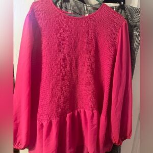 Hot pink top with ruching
